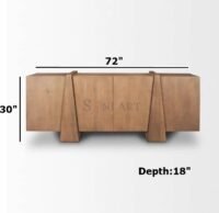 Hexter Medium Brown Solid Wood 4-Door Sideboard - Image 3