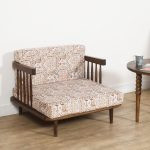 Bayad Comfy Low Height Printed Fabric Solid Wood Accent Carved Chair | Solid Wood Accent Chair | Soni Art