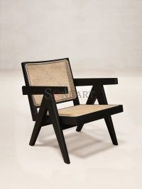Pierre Jeanneret Chandigarh Chair Teak Wood Cane Rattan Easy Chair - Image 8