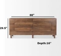 Rochelle Medium Brown Solid Mango Wood 6 Drawer Sideboard Cabinet - Image 3