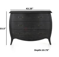 Hextor Three Drawer Dresser in Distressed Black – European Antique Style | Soni Art - Image 3