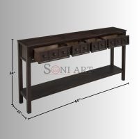 Glone Rustic Entryway Console Table, 5 Ft. Long with Two Sizes Drawers & Bottom Shelf for Storage - Image 3