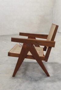 Pierre Jeanneret Chandigarh Chair Teak Wood Cane Rattan Easy Chair - Image 5