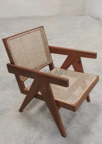 Pierre Jeanneret Chandigarh Chair Teak Wood Cane Rattan Easy Chair - Image 6