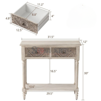 Viena Vintage Solid Wood 2-Drawers Console Table - Image 6