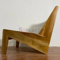 Pierre Jeanneret Kangaroo Chair Teak Wood Chair Wooden Cane in Back and Seat with Foot Reset for Living Room - Image 5