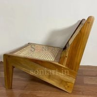 Pierre Jeanneret Kangaroo Chair Teak Wood Chair Wooden Cane in Back and Seat with Foot Reset for Living Room - Image 10