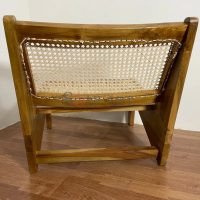 Pierre Jeanneret Kangaroo Chair Teak Wood Chair Wooden Cane in Back and Seat with Foot Reset for Living Room - Image 4