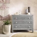 Mannar Bone Inlay Chest of Drawers for Living Hallway Bedroom | 3 Drawer Cabinet | Wooden Chest of Drawers | Chest of Drawers for Living Room | Soni Art