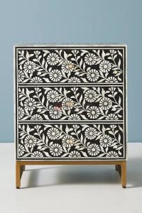 Gulab Bone Inlay Chest of Drawers for Living Hallway Bedroom | Wooden Chest of Drawers | Solid Wood Chest of Drawers | Soni Art | Buy Bone Inlay Furniture Online