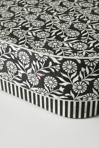 Sunflower Black and White Oval Shape Luxury Bone Inlay Coffee Table - Image 2