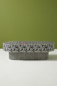 Sunflower Black and White Oval Shape Luxury Bone Inlay Coffee Table - Image 5