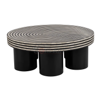 Mesm Bone Inlay Round Coffee Table with Five Solid Wood Base - Image 2