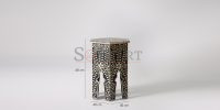 Flowery Hexagonal Shape Bone Inlay Side Table Living Room - Image 4