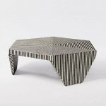 TriVista Striped Bone Inlay Designer Coffee Table Living Room | Coffee Table for Living Room | Wooden Coffee Table | Soni Art
