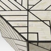 GeoTrace Bone Inlay Octagon Coffee Table by Soni Art - Image 2