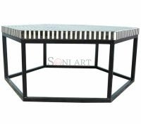 Vortex Hexagon Bone Inlay Center Table for Living Room Hallway - Image 2