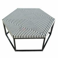 Vortex Hexagon Bone Inlay Center Table for Living Room Hallway - Image 3
