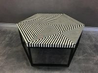 Vortex Hexagon Bone Inlay Center Table for Living Room Hallway | Wooden Coffee Table | Hexagon Shape Coffee Table | Buy Coffee Table Online | Soni Art