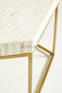 Vortex Hexagon Bone Inlay Center Table for Living Room Hallway - Image 7