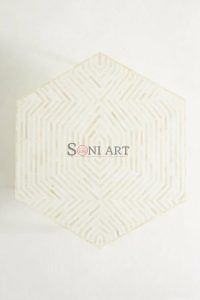 Vortex Hexagon Bone Inlay Center Table for Living Room Hallway - Image 8