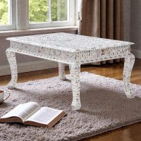 Soni Art Classic Vine Mother of Pearl Inlay Coffee Table for Living Room | Wooden Coffee Table | Buy Mother of Pearl Furniture | Soni Art