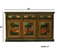 Radha Krishna Hand Painted Solid Wood Storage Cabinet - Image 3