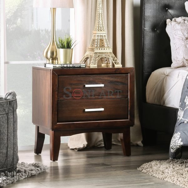 Ravar Solid Wood Bedside Table | Wooden Bedside Table | Bedside Cabinet with Drawers | Wooden Bedside Table | Buy Wooden Bedside Table for Bedroom Online | Soni Art