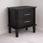 Isen Solid Wood Textured Bedside Table | Wooden Bedside Table Online | Buy Solid Wood Bedside Online | Wooden Bedside Table with Drawers Online | Soni Art