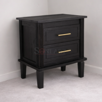 Isen Solid Wood Textured Bedside Table | Wooden Bedside Table Online | Buy Solid Wood Bedside Online | Wooden Bedside Table with Drawers Online | Soni Art