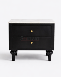 Aberdale Solid Wood Bedside Table with Stone Top - Image 2