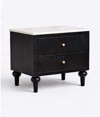 Aberdale Solid Wood Bedside Table with Stone Top