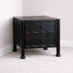 Wavy Solid Wood Bedside Table | Buy Wooden Bedside Table Online | Bedside Table with Drawers Online | Soni Art