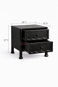 Wavy Solid Wood Bedside Table - Image 3