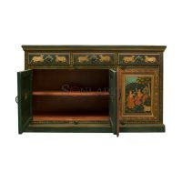 Radha Krishna Hand Painted Solid Wood Storage Cabinet - Image 6