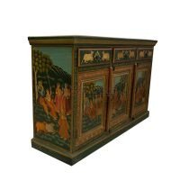Radha Krishna Hand Painted Solid Wood Storage Cabinet - Image 5