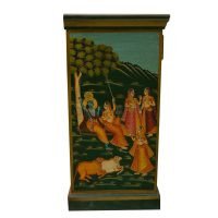 Radha Krishna Hand Painted Solid Wood Storage Cabinet - Image 4