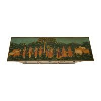 Radha Krishna Hand Painted Solid Wood Storage Cabinet - Image 3