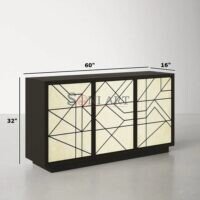 Aurelia Lines Bone Inlay Sideboard in Ivory & Black Linear Geometric Design - Image 3