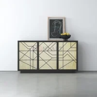 Aurelia Lines Bone Inlay Sideboard in Ivory & Black Linear Geometric Design - Image 4
