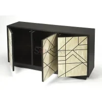 Aurelia Lines Bone Inlay Sideboard in Ivory & Black Linear Geometric Design - Image 5