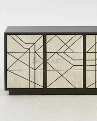 Aurelia Lines Bone Inlay Sideboard in Ivory & Black Linear Geometric Design - Image 7