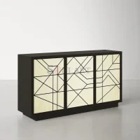 Aurelia Lines Bone Inlay Sideboard in Ivory & Black Linear Geometric Design - Image 8