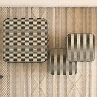 Grid Bone Inlay Nesting Coffee Table Set – Black & Ivory Geometric Design (Set of 3) | Bone Inlay Coffee Table Set | Buy Bone Inlay Furniture Online | Soni Art