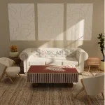 Rudra Crimson Bone Inlay Coffee Table in Red with Stripe Detailing & Artistic Motif | Bone Inlay Coffee Table | Bone Inlay Furniture Online | Soni Art