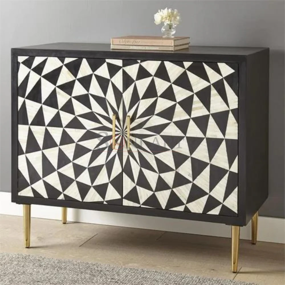 Ivory Floral Bone Inlay Sideboard | Soni Art
