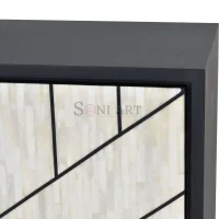 Aurelia Lines Bone Inlay Sideboard in Ivory & Black Linear Geometric Design - Image 9