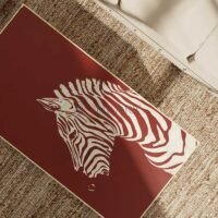 Rudra Crimson Bone Inlay Coffee Table in Red with Stripe Detailing & Artistic Motif - Image 4