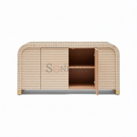 Sienna Stripe Bone Inlay Sideboard in Ivory with Curved Edge Design - Image 2