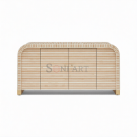 Sienna Stripe Bone Inlay Sideboard in Ivory with Curved Edge Design - Image 3